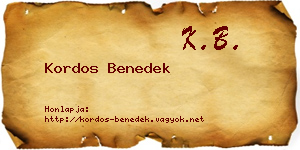 Kordos Benedek névjegykártya