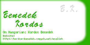benedek kordos business card